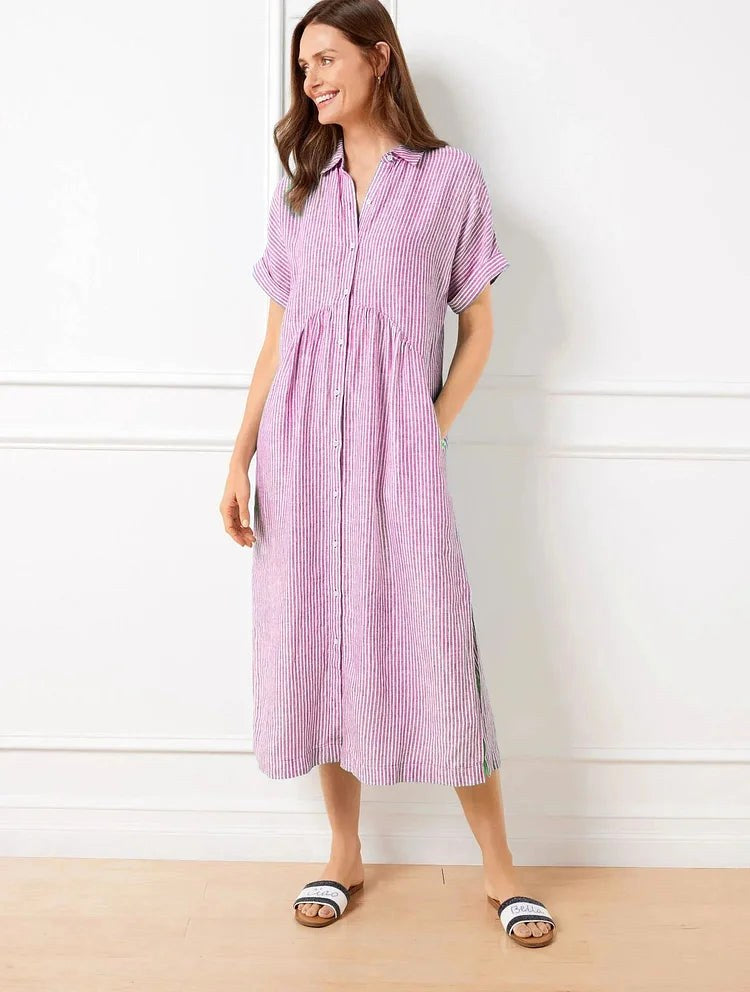 Wendy | Women's Casual Shirt Dress - Yellow