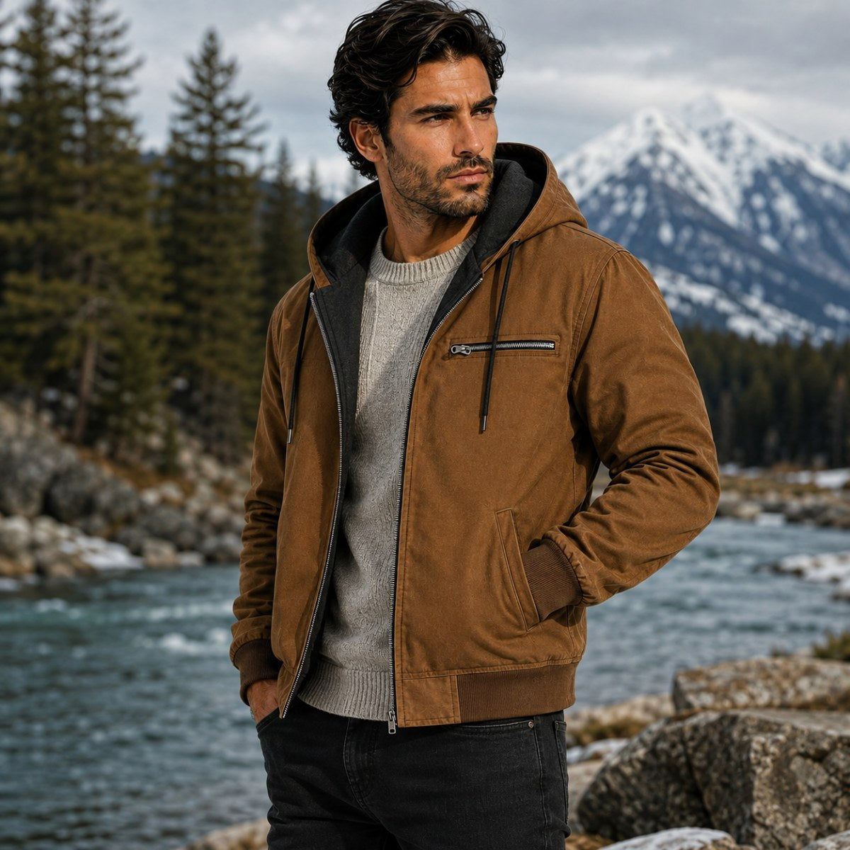Wesley | Men's Hooded Fleece-Lined Jacket, Warm Winter Coat | The Dress Cellar