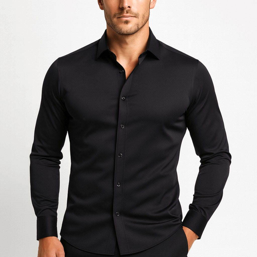 Brian | Men's Elastic Wrinkle-Resistant Shirt, Long-Sleeve Formal Shirt | The Dress Cellar