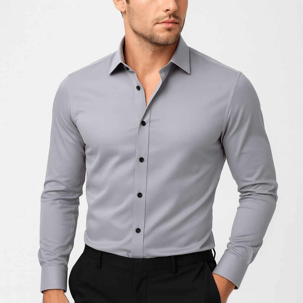 Brian | Men's Elastic Wrinkle-Resistant Shirt, Long-Sleeve Formal Shirt | The Dress Cellar