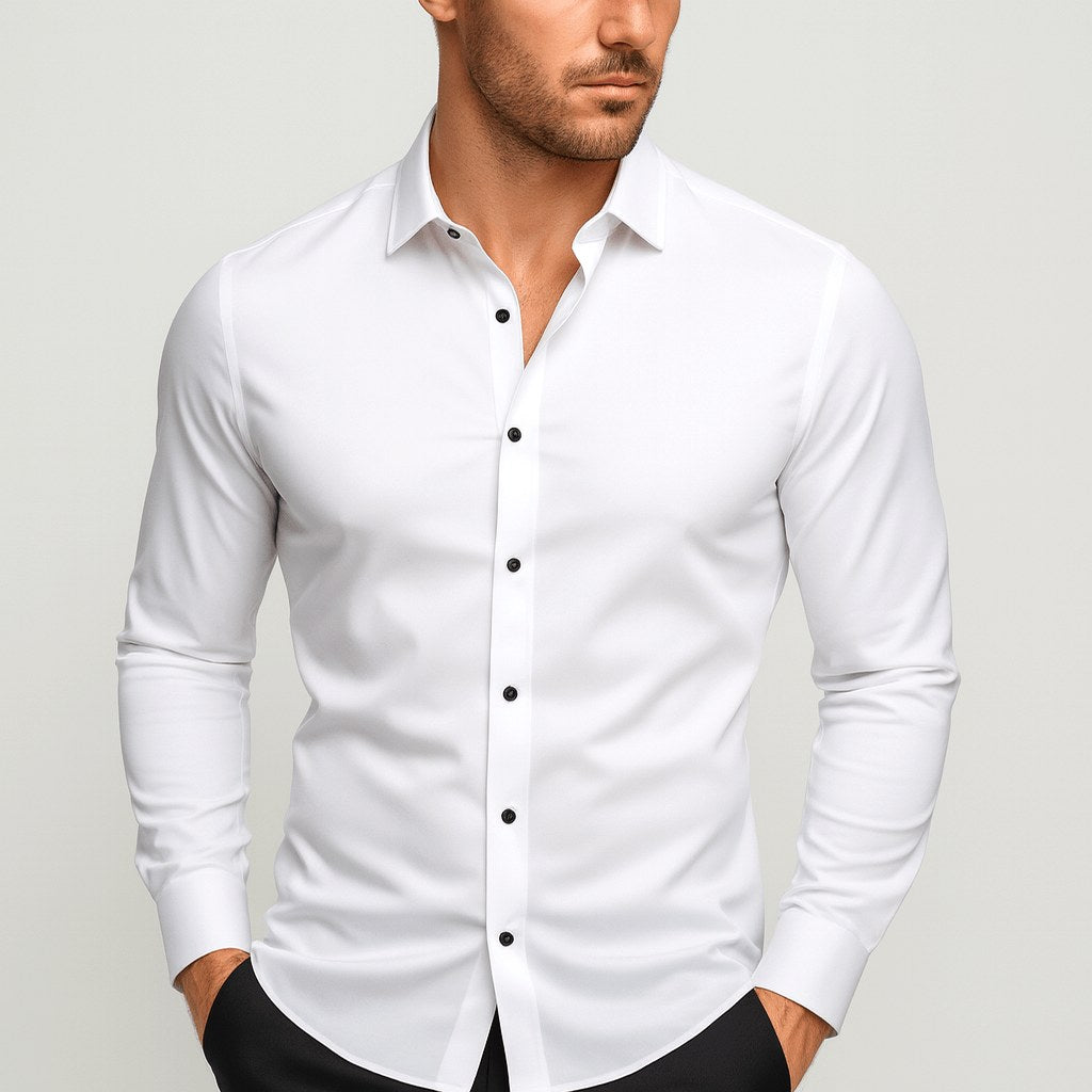 Brian | Men's Elastic Wrinkle-Resistant Shirt, Long-Sleeve Formal Shirt | The Dress Cellar