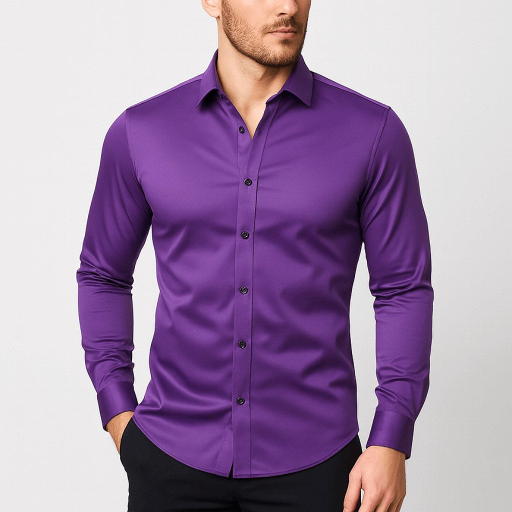 Brian | Men's Elastic Wrinkle-Resistant Shirt, Long-Sleeve Formal Shirt | The Dress Cellar