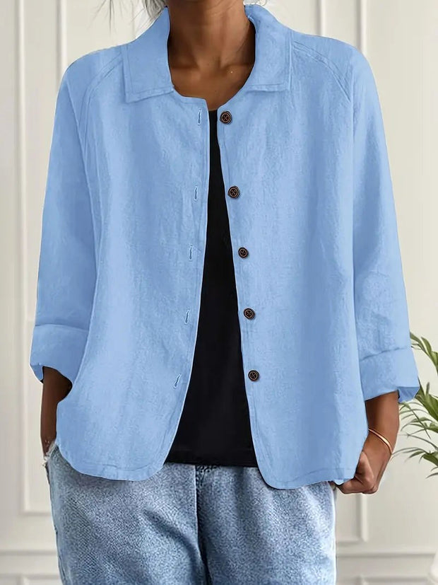 Willow | Women's Casual Button-Front Lightweight Jacket - Light Blue