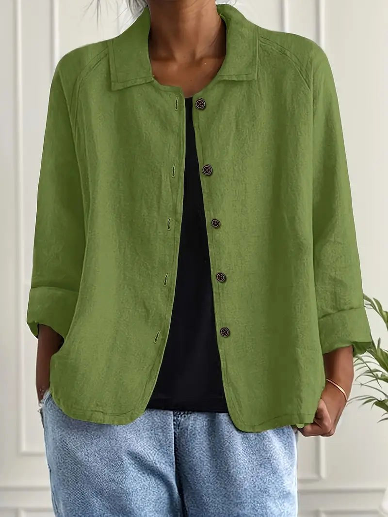 Willow | Women's Casual Button-Front Lightweight Jacket - Green