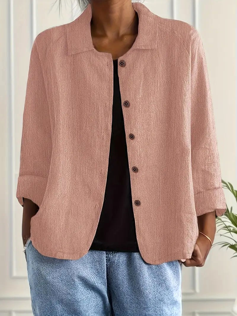 Willow | Women's Casual Button-Front Lightweight Jacket - Pink