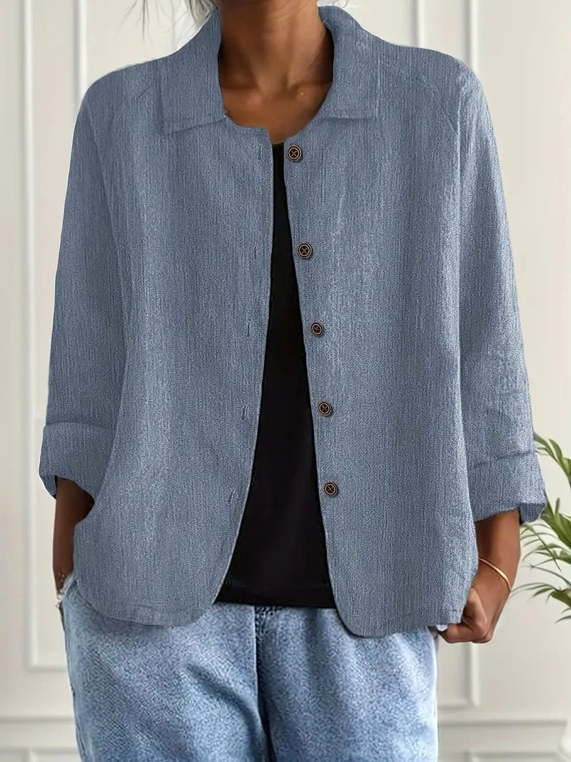 Willow | Women's Casual Button-Front Lightweight Jacket - Blue