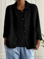 Willow | Women's Casual Button-Front Lightweight Jacket - Black