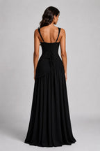 Willow | Women's Sculpted Satin-Feel Maxi Dress, Draped Evening Dress | The Dress Cellar