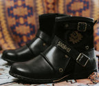 William | Men's Leather Biker-Style Boots, Classic Motorcycle Boots | The Dress Cellar