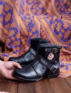 William | Men's Leather Biker-Style Boots, Classic Motorcycle Boots | The Dress Cellar