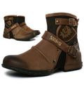 William | Men's Leather Biker-Style Boots, Classic Motorcycle Boots | The Dress Cellar