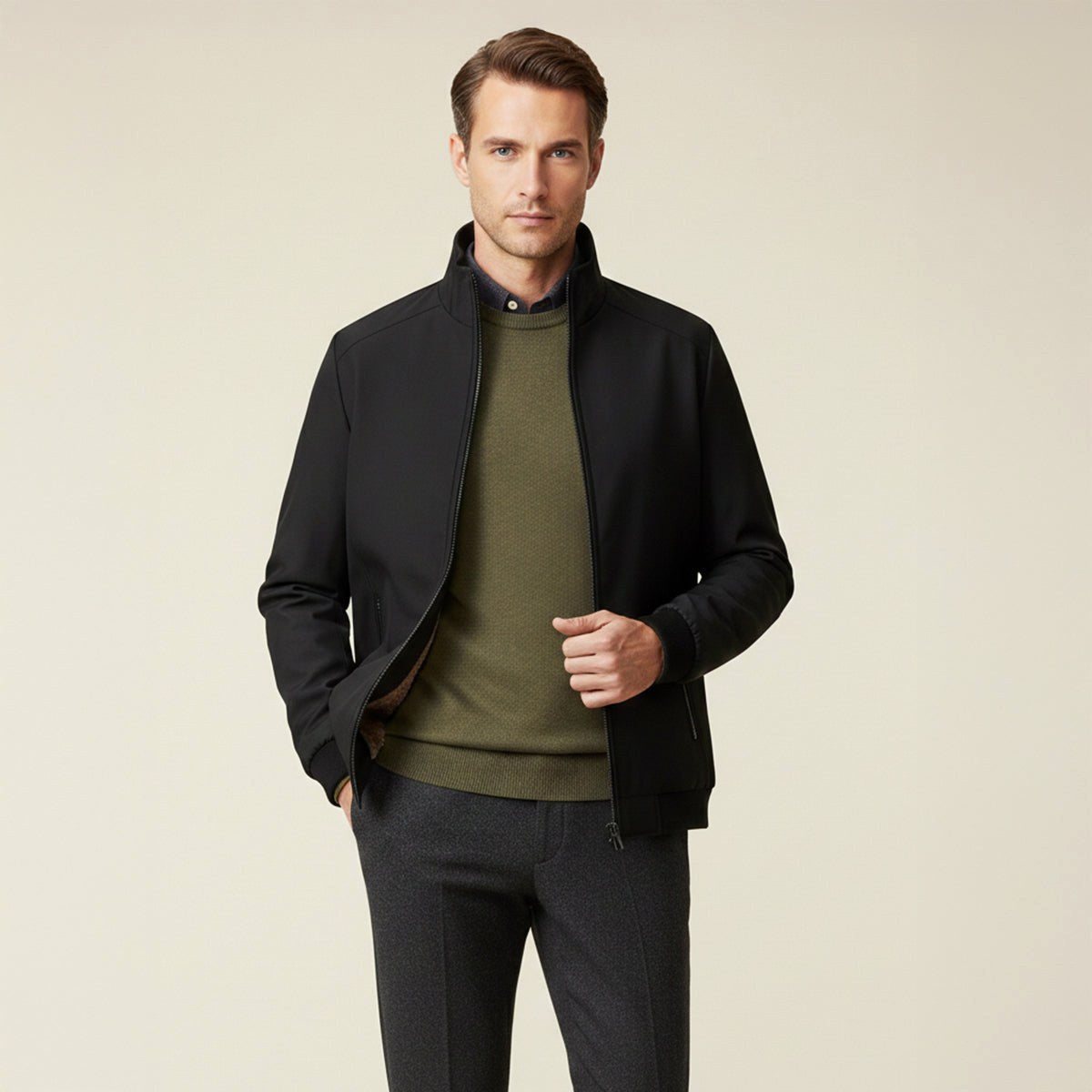 Wyatt | Men's Fleece-Lined Jacket, Relaxed Structured Autumn Jacket | The Dress Cellar