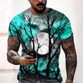 Wyatt | Men's Halloween Moon Graphic Crew Neck T-Shirt, Seasonal Autumn Tee | The Dress Cellar | Blue