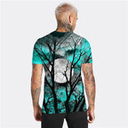 Wyatt | Men's Halloween Moon Graphic Crew Neck T-Shirt, Seasonal Autumn Tee | The Dress Cellar | Red