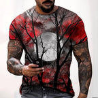 Wyatt | Men's Halloween Moon Graphic Crew Neck T-Shirt, Seasonal Autumn Tee | The Dress Cellar | Purple