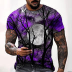 Wyatt | Men's Halloween Moon Graphic Crew Neck T-Shirt, Seasonal Autumn Tee | The Dress Cellar | Gray
