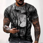Wyatt | Men's Halloween Moon Graphic Crew Neck T-Shirt, Seasonal Autumn Tee | The Dress Cellar | Yellow
