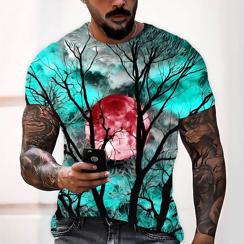Wyatt | Men's Halloween Moon Graphic Crew Neck T-Shirt, Seasonal Autumn Tee | The Dress Cellar