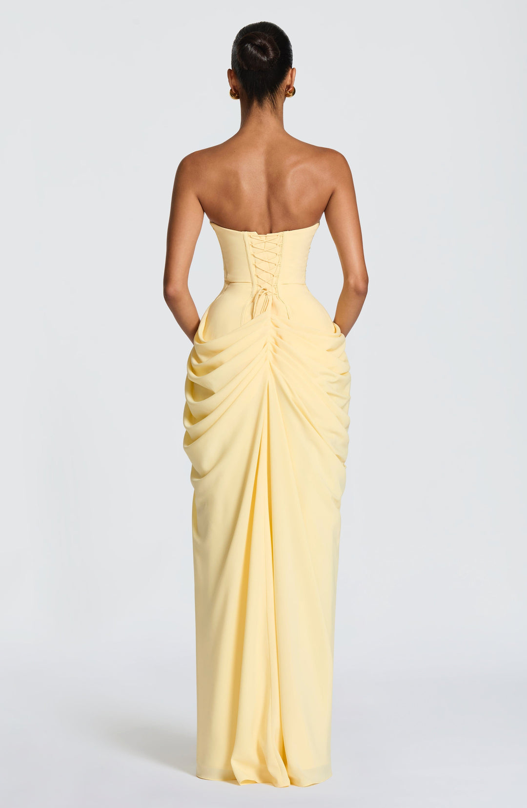 Yvette | Women's Strapless Maxi Dress, Ruched Waist Evening Dress | The Dress Cellar