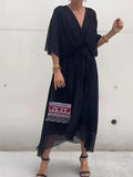 Zaria | Women's Timeless Wrap Midi Dress - Gray