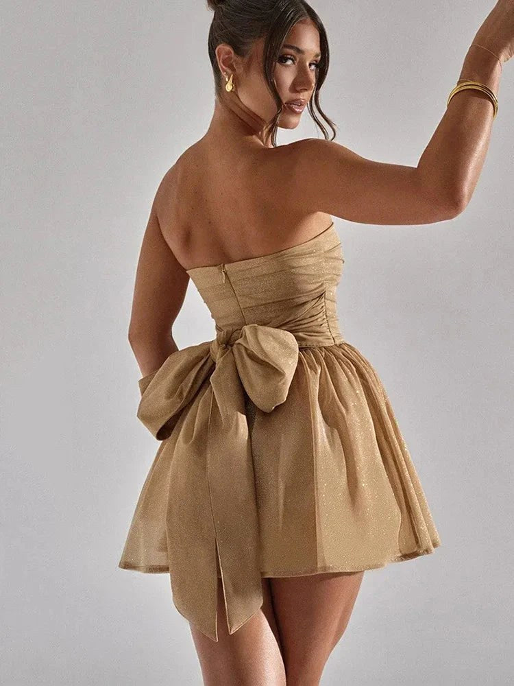 Donna | Women's Strapless Sequin Mini Dress, Flared Party Dress | The Dress Cellar